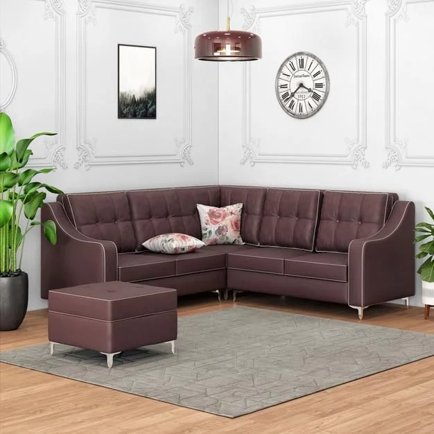 brown l shaped corner sofa
